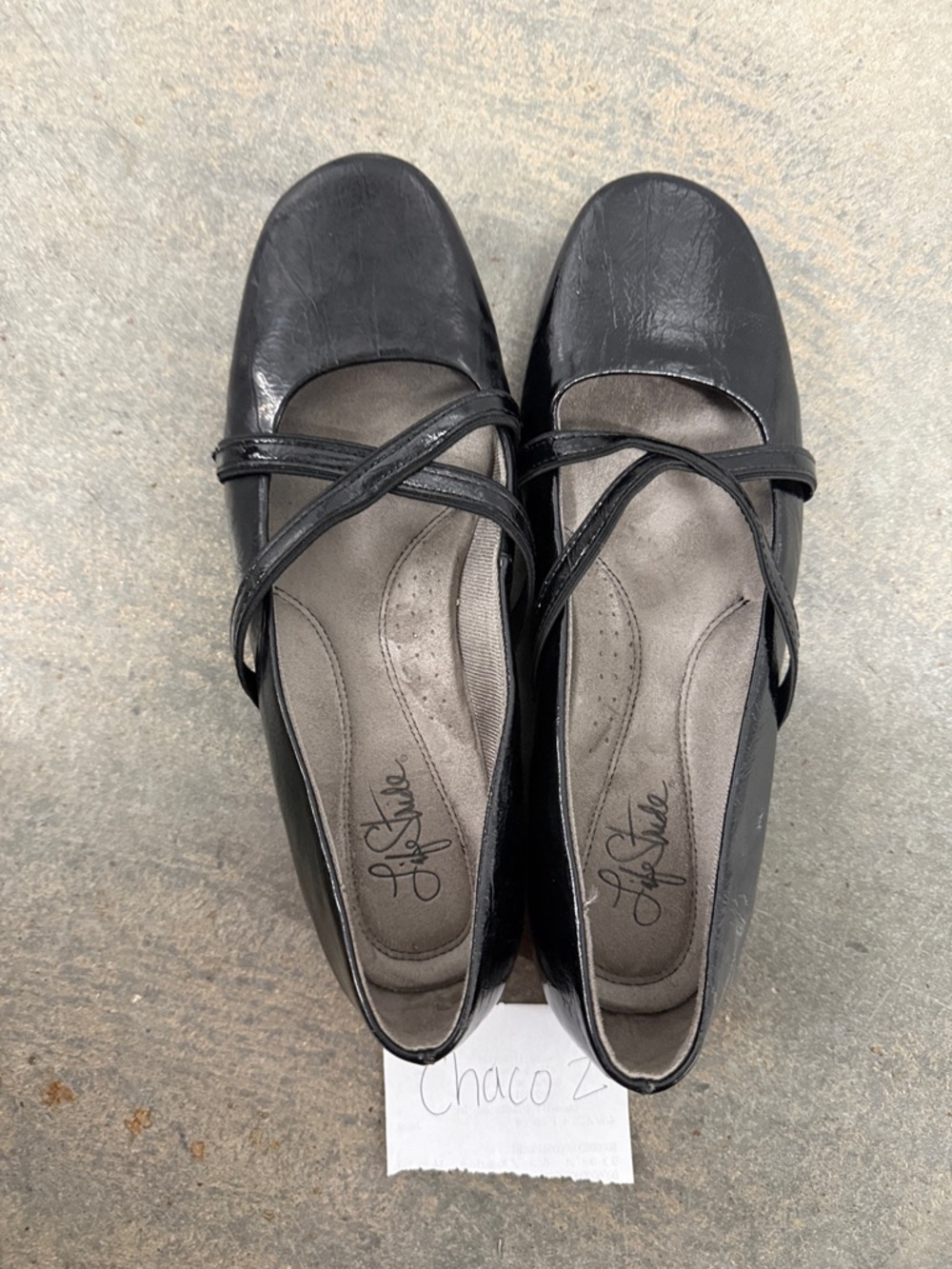 Life Stride Black Patent Cross-Strap Ballet Flats - Picture 3 of 4